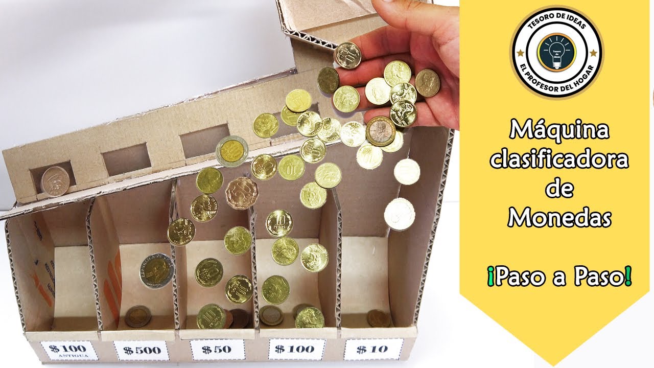 Máquina clasificadora de monedas casera de cartón