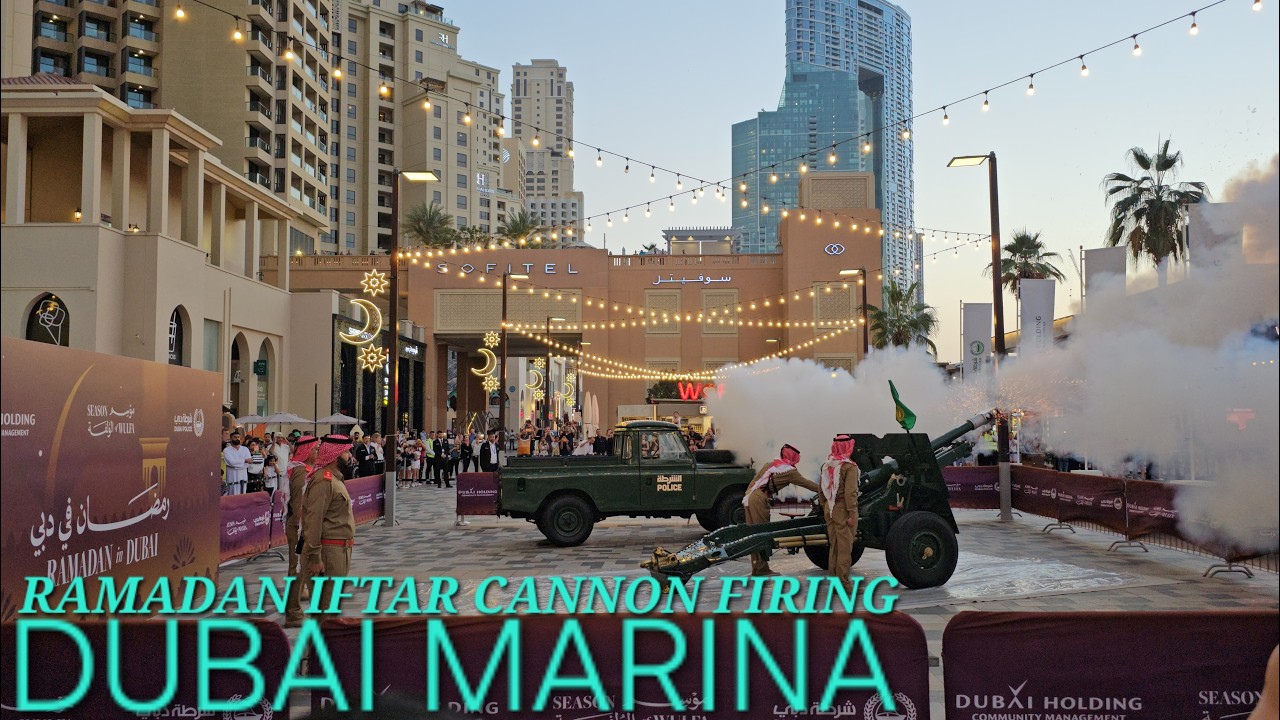 🇦🇪 UAE RAMANDAN Iftar Cannon Firing | Dubai Marina, Barsha Heights & Downtown Ultimate Walk [4K]