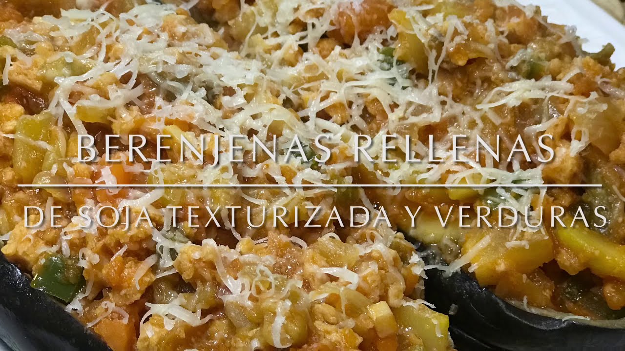 Cómo cocinar soja texturizada | Berenjenas rellenas de verduras y soja | Receta vegetariana 🍆
