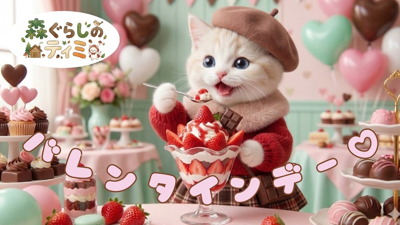 【本命は自分自身】ティミがバレンタインデーを大満喫する１日！豪華なスイーツにほっぺたがとろけちゃう【森ぐらしのティミ】