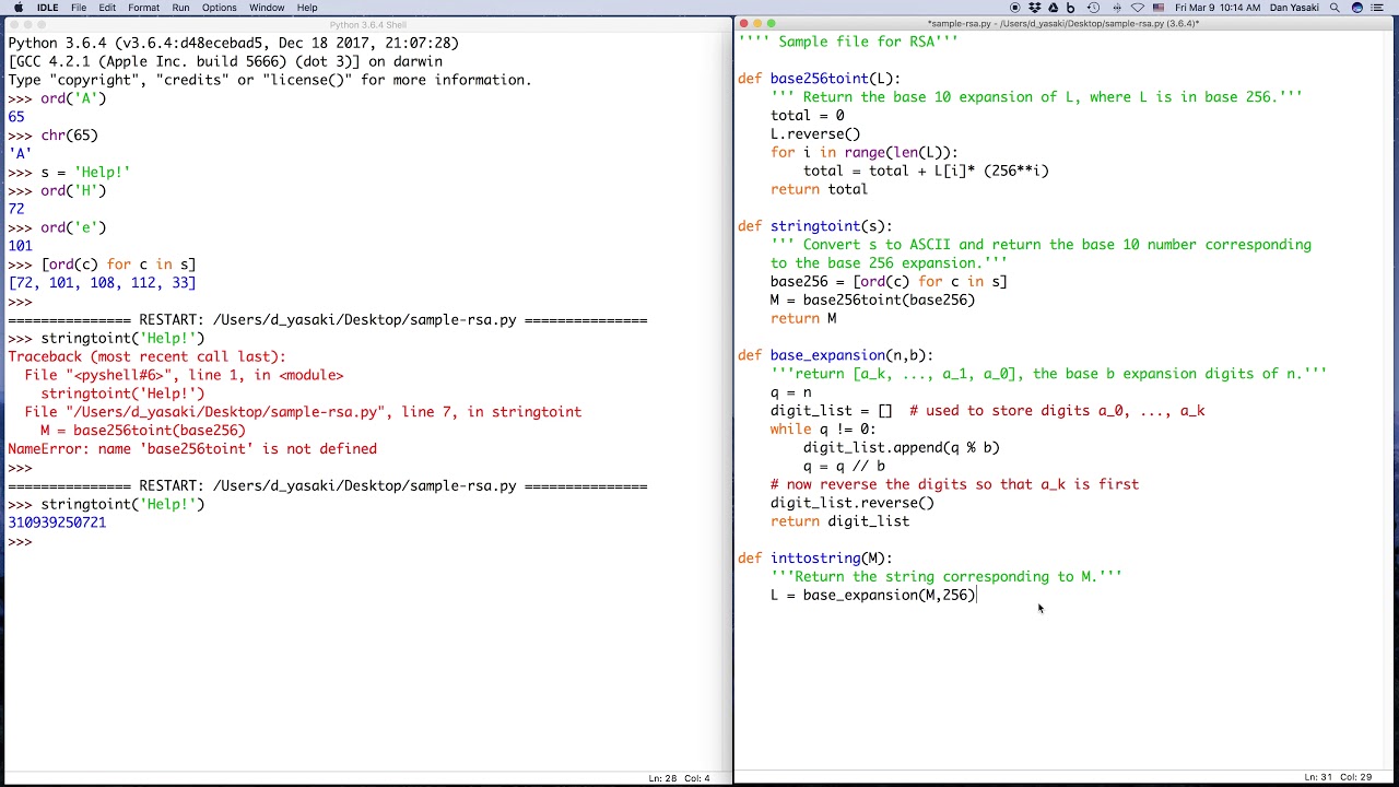 RSA exercise (ASCII encoding)