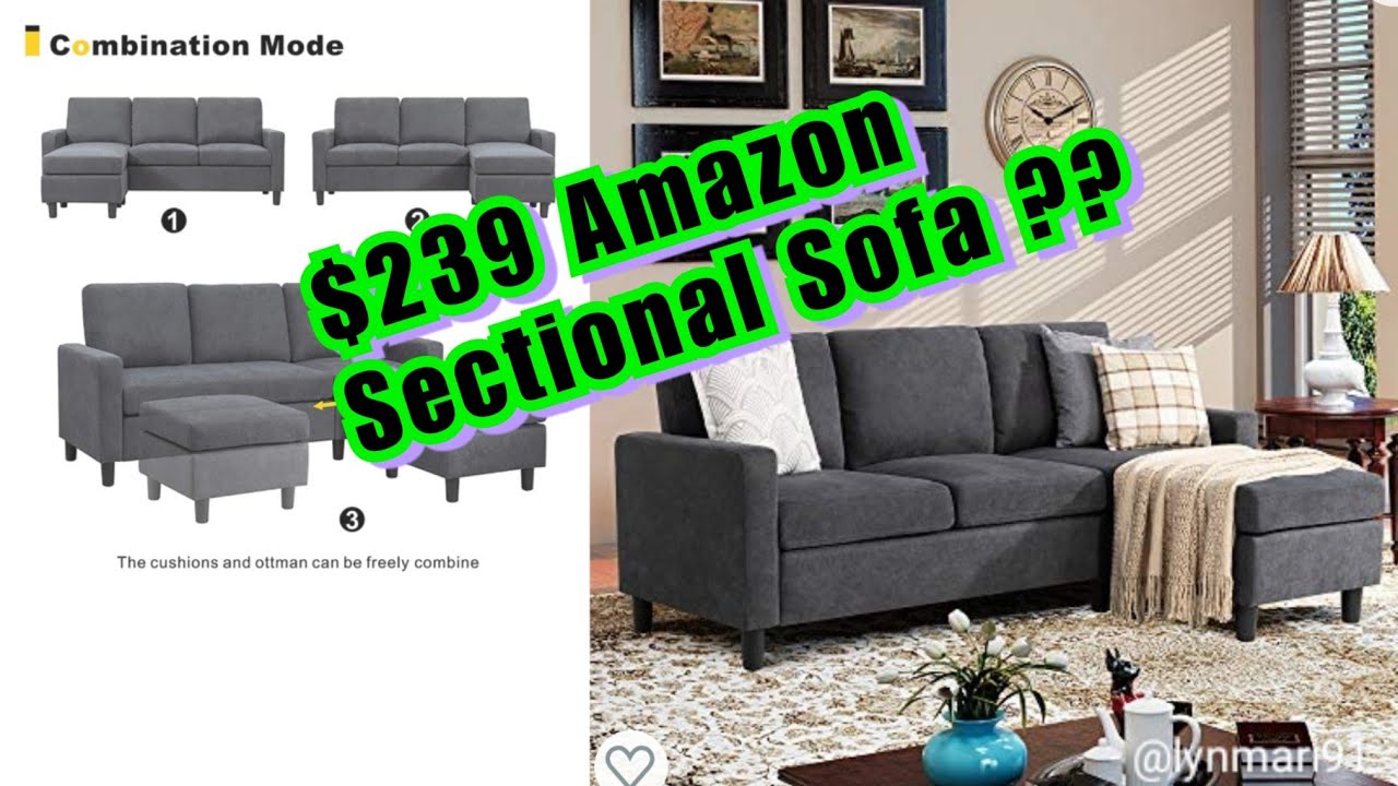 $239 Amazon Sectional Sofa, Is It worth it? | Walsunny Convertible Sectional Sofa Dark Grey