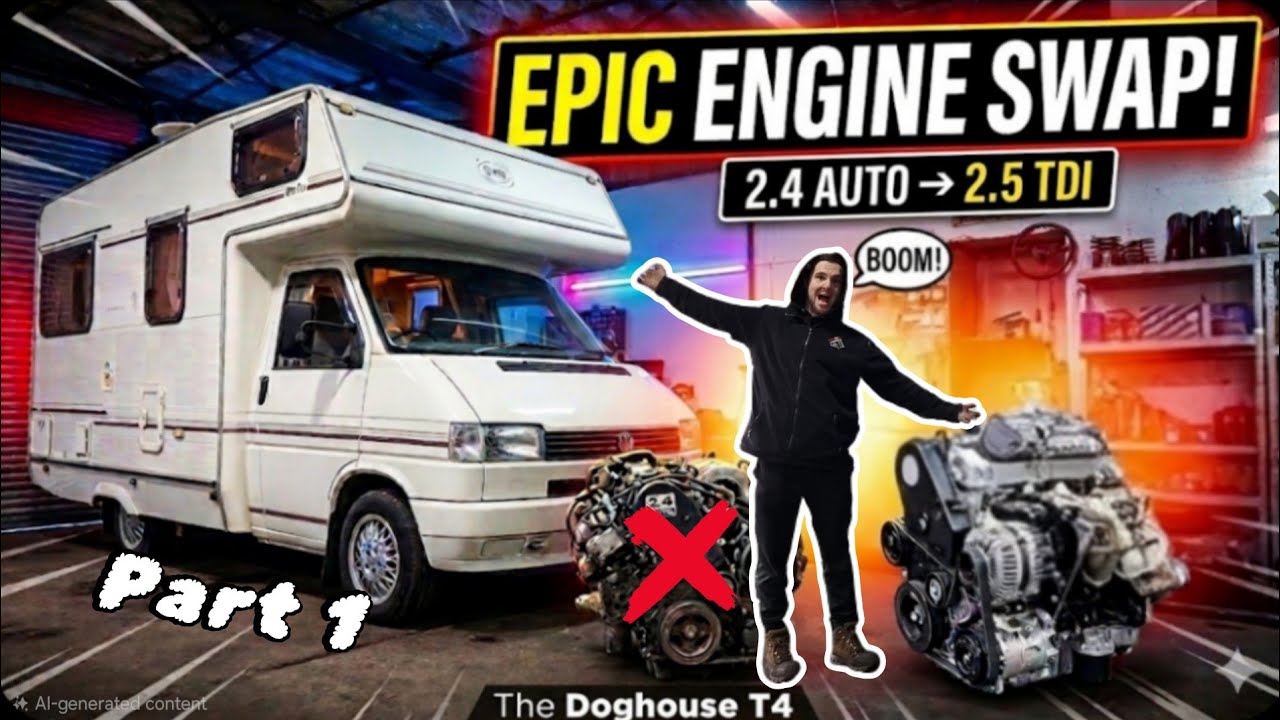 Замена двигателя VWT4 для автодома #vwt4