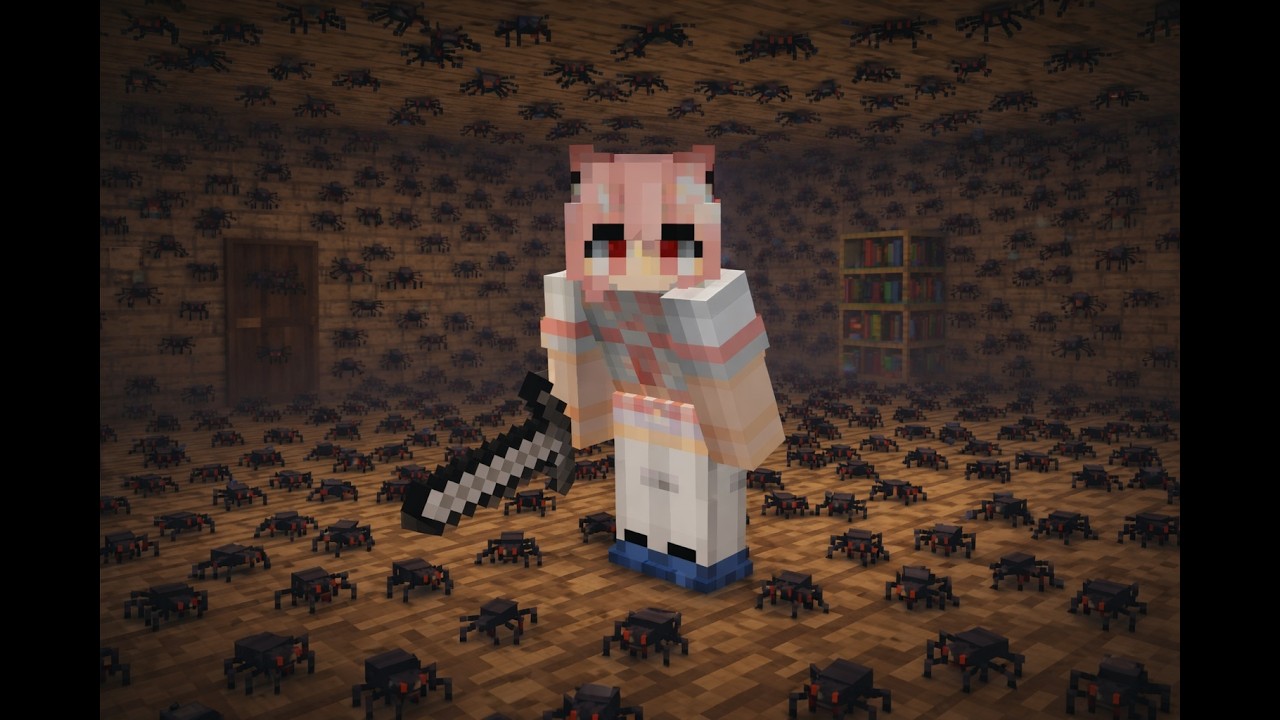 Surviving ARACHNOPHOBIA in minecraft with my friends
