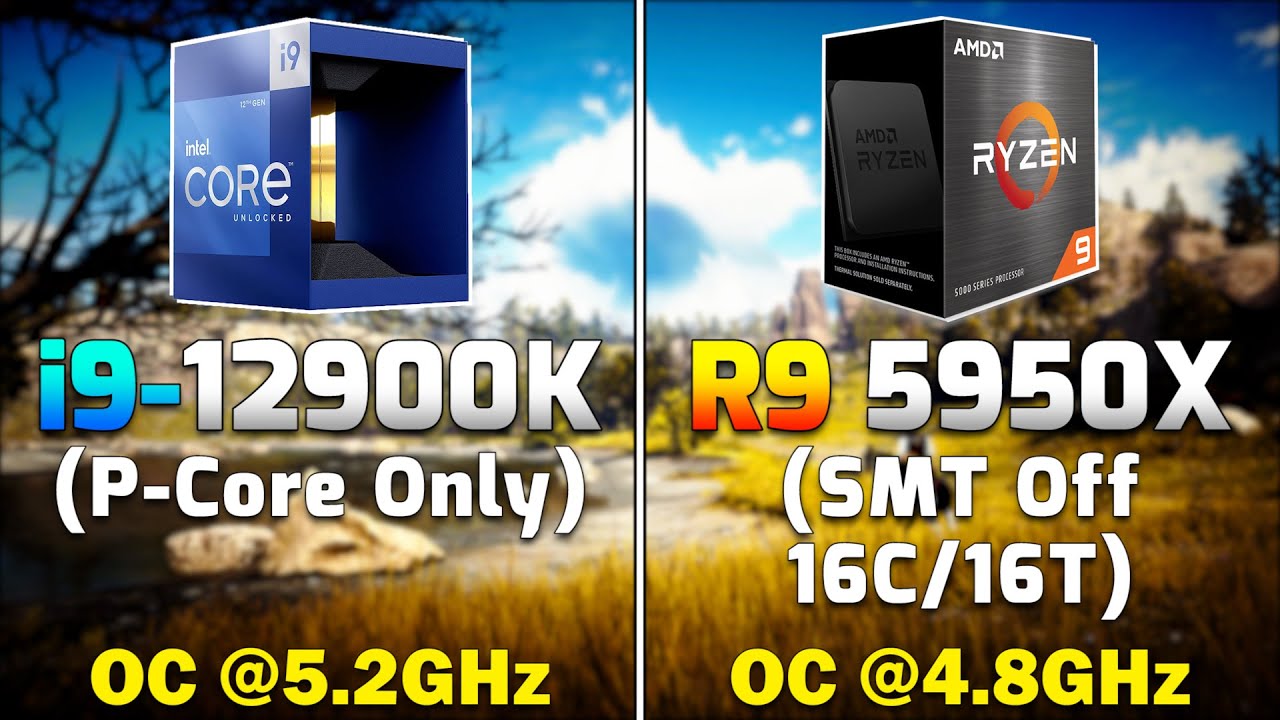 Core i9 12900K (P-Core Only) @5.2GHz vs Ryzen 9 5950X (SMT Off) @4.8GHz | PC Gameplay Tested