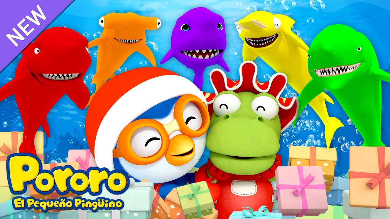 Entrega de Regalos a los Tiburones Santa Arcoíris🎁🦈 | Aprende los Colores con Pororo🎨