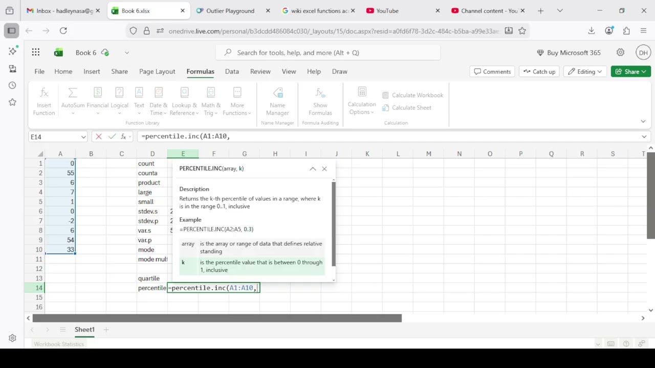 Microsoft 365 Excel Tutorials: Unit 2, Lesson 3 - other array formulas