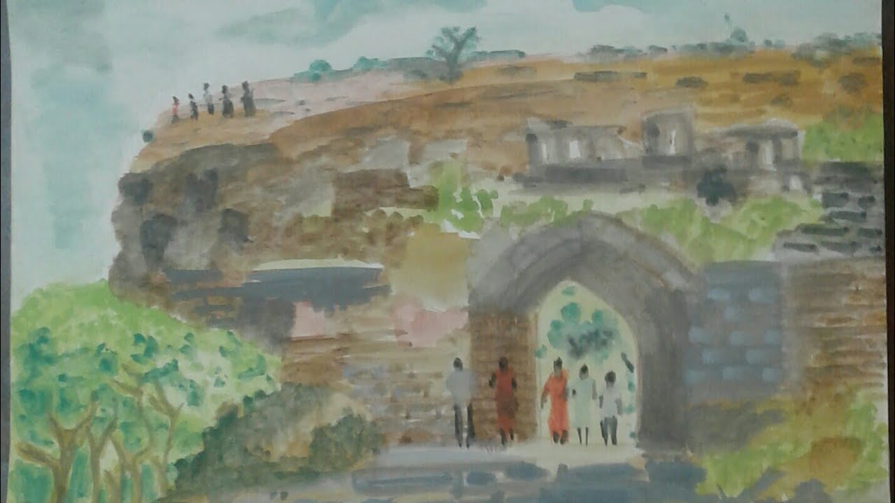Natural scenery painting - 2 |  இயற்கை ஓவியம் | Colour Macaws