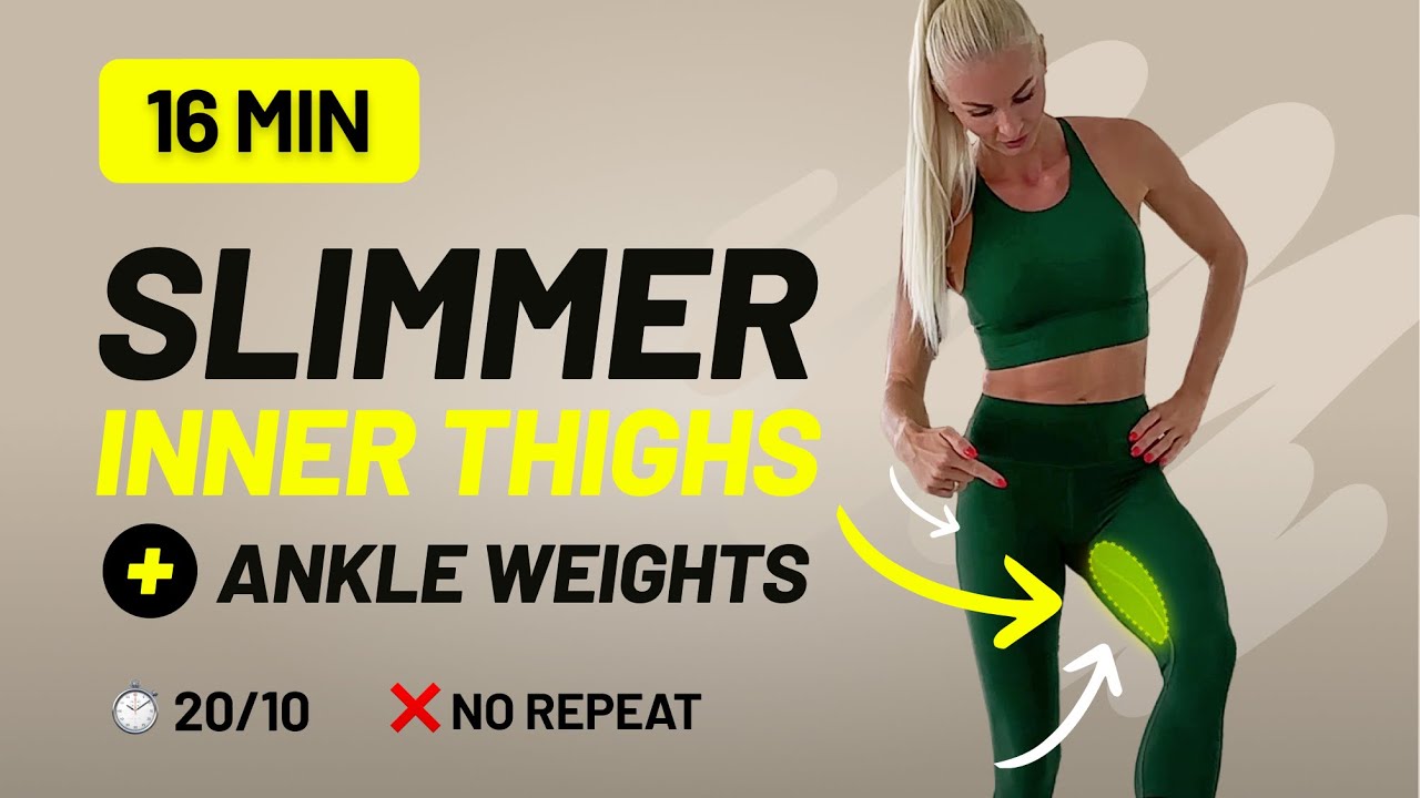 16 Min Slimmer INNER THIGHS Workout with Ankle Weights - Best Exercise for Inner Thigh, Home Workout