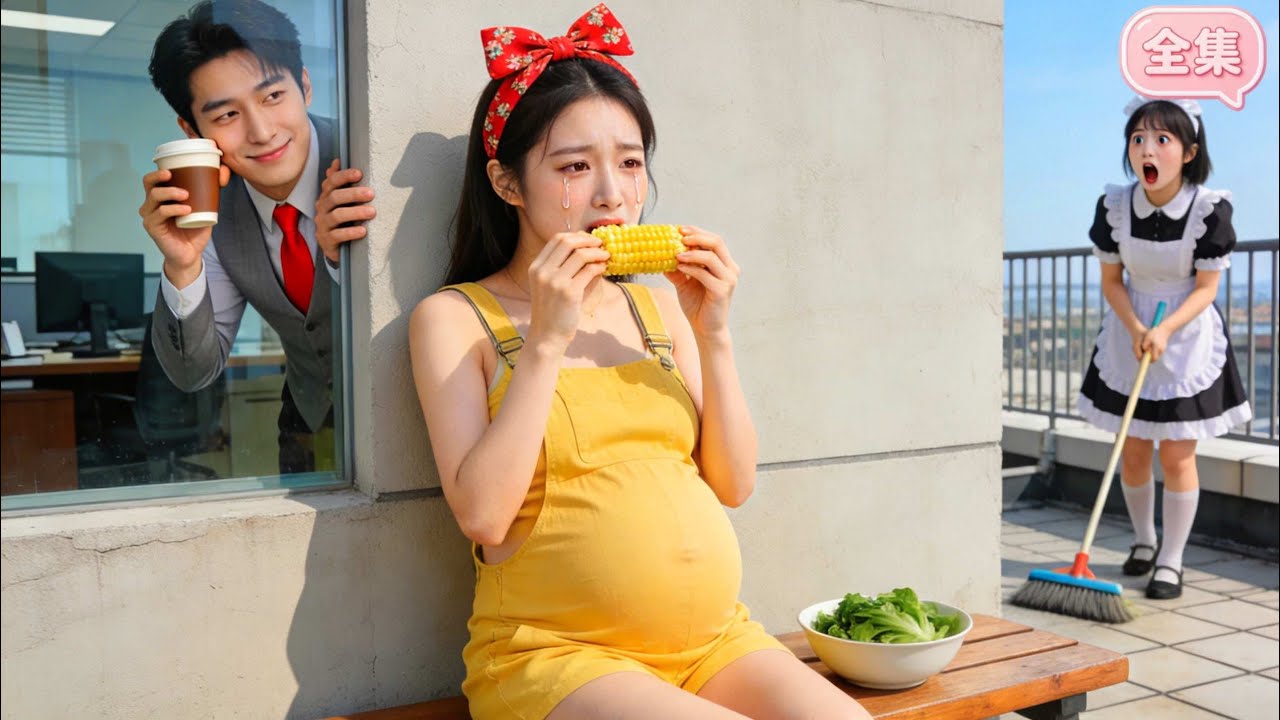 鄉下來的孕婦上班被欺凌獨自在天台含淚吃玉米，沒想到總裁在墻後對落淚的她怦然心動！下秒鎃500輛豪車接她回家當女主人！寵到無可救藥！#短劇 #drama #chinesedrama #情感