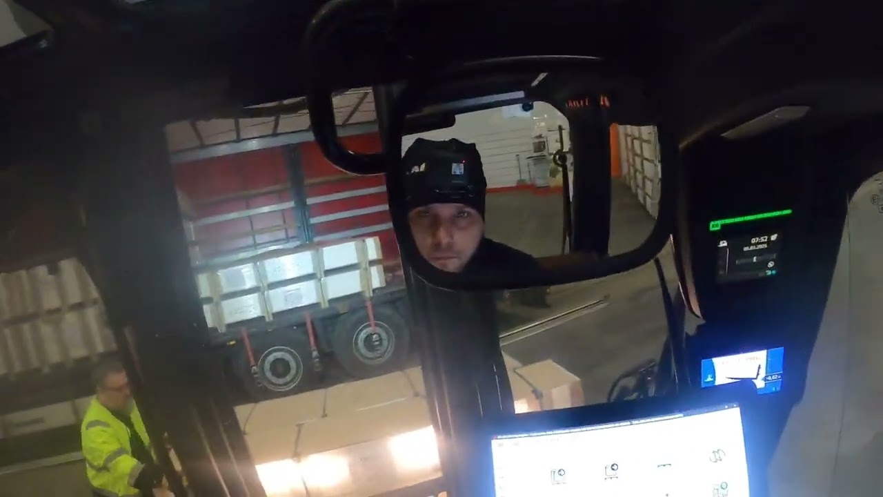 POV Forklift Action: Unloading Melamine Shelves with the Electric E50