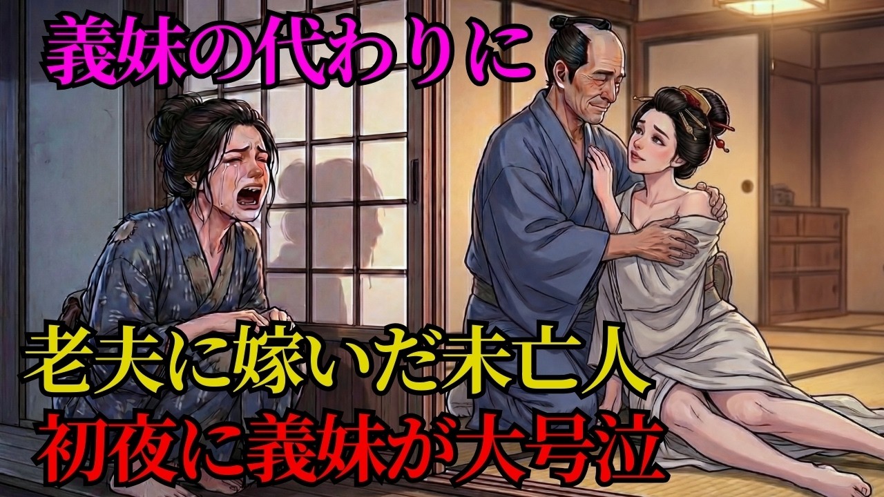 義妹の代わりに老人に嫁がされた寡婦の嫁、初夜に義妹が訪れて大泣きし始めるが…| 野談 | 時代劇 | 昔話 | 説話 | 民話