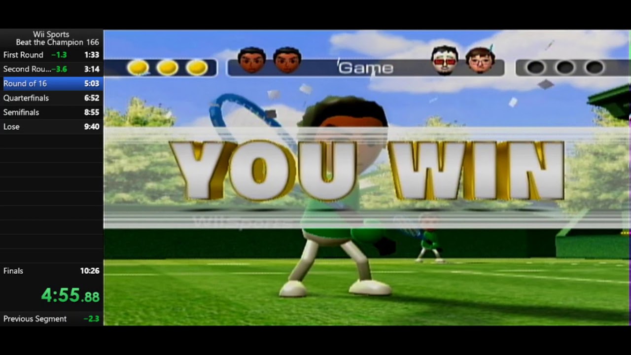 Wii Sports Beat the Champion (Tennis) run in 10:14 [Former World Record]