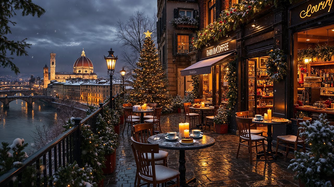 Christmas Night Jazz in Italy ☕ Cozy Winter Caf&eacute; Ambience & Soft Jazz Music for Study, Relaxing