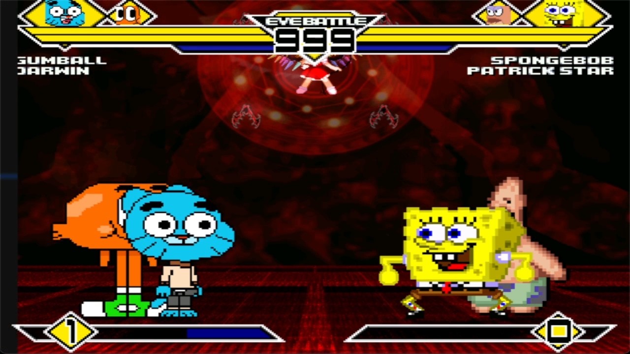 Gumball & Darwin VS Spongebob & Patrick Star | MUGEN 1.0 Simul Battle