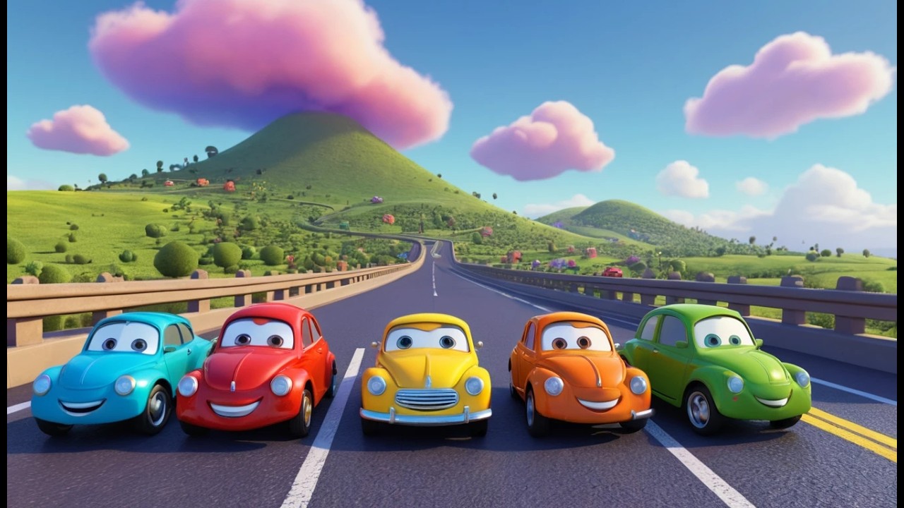 Seis Pequeños Coches de Juguete Bip Bip | Canciones de Vehículos y Números para Niños