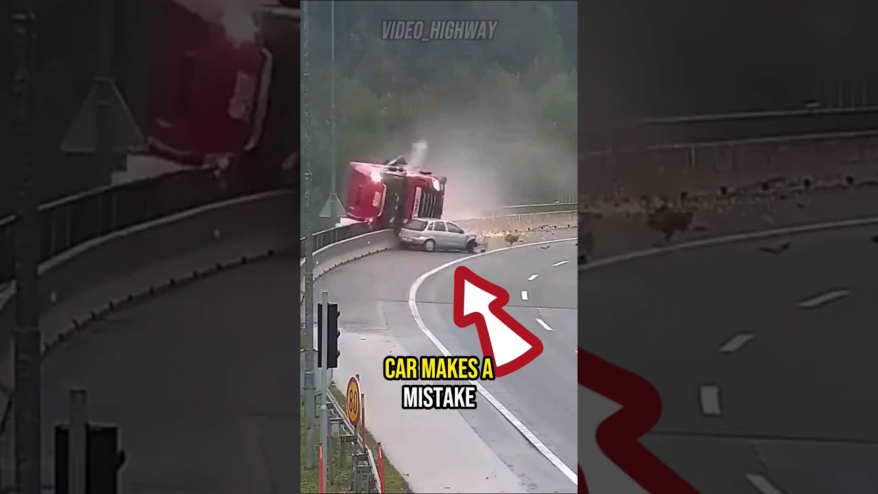 Small Car Crashes Into The Truck