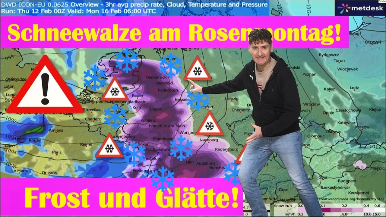 Starker Wintereinbruch von Sonntag auf Rosenmontag: Könnte ganze Regionen lahmlegen! UNWETTERWARNUNG