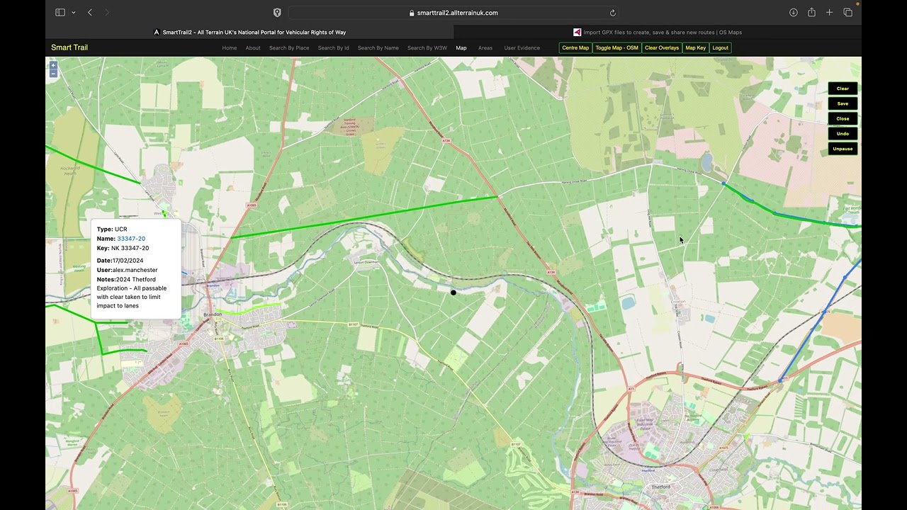 Creating a route and exporting a gpx file from SmartTrail