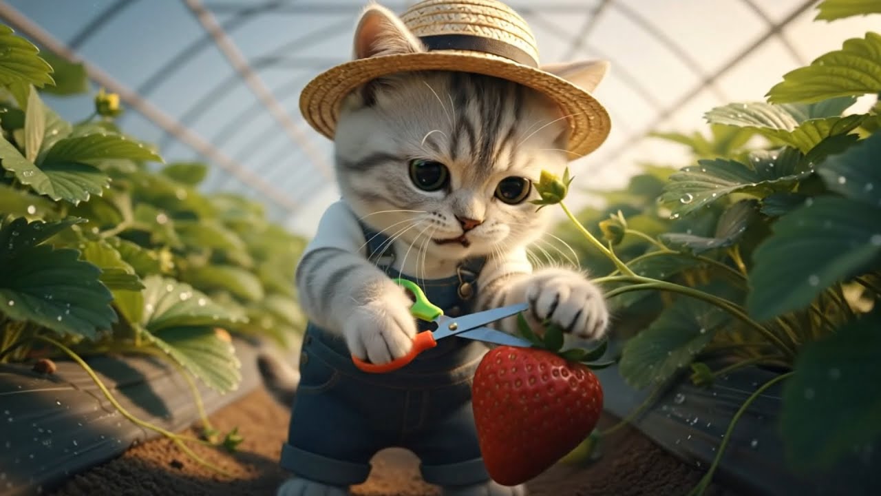 マルリン子猫の初めてのいちご狩りの日