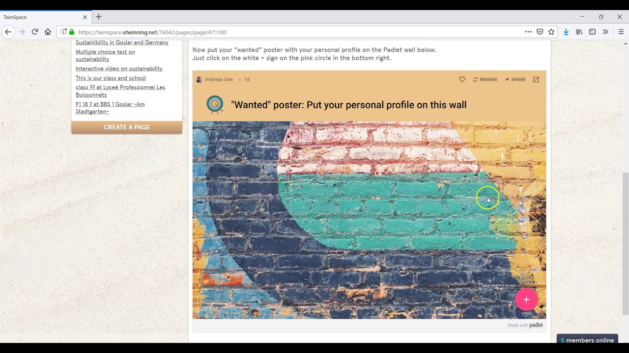 Our TwinSpace, the website of our eTwinning project on sustainability