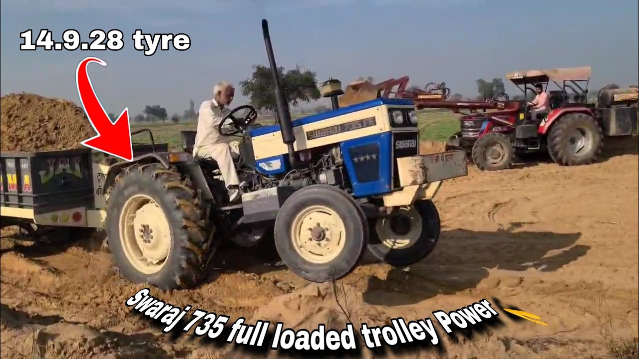 Swaraj 735 Fe tarector full loaded trolley proformance check //crazy old driver removed tarector