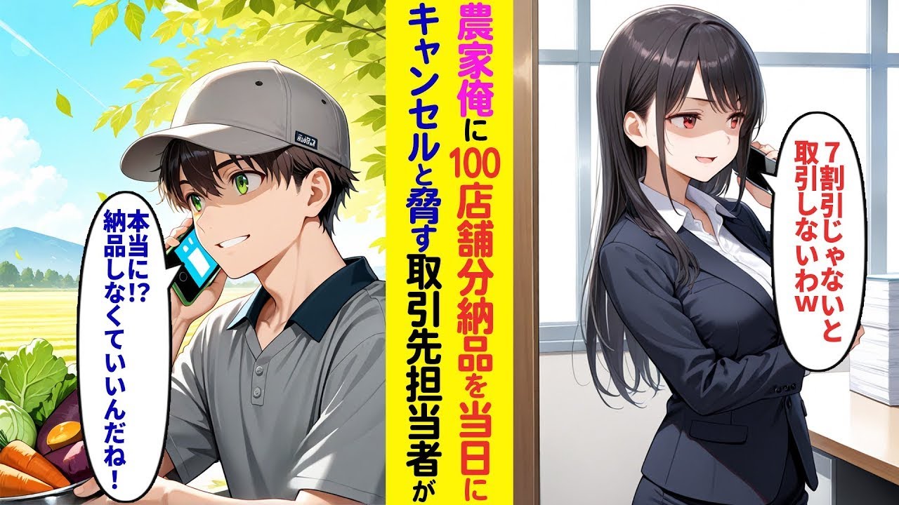 【漫画】同級生が俺の会社に「7割引にしないと取引しないわw」とチェーン100店舗分の野菜を納品当日にキャンセルと脅すが「わかった！納品はやめます！」その後…【ラブコメ】