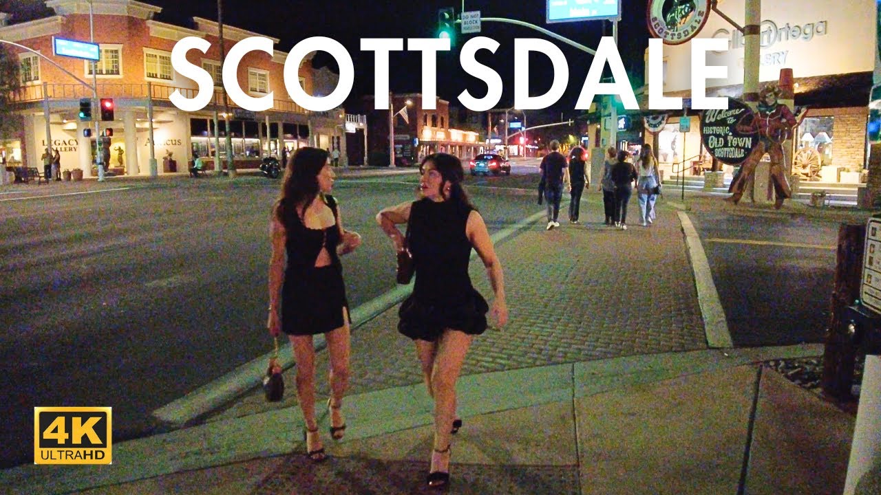 Scottsdale Arizona OLD TOWN SCOTTSDALE NIGHTTIME Walking Tour Arizona [4K}