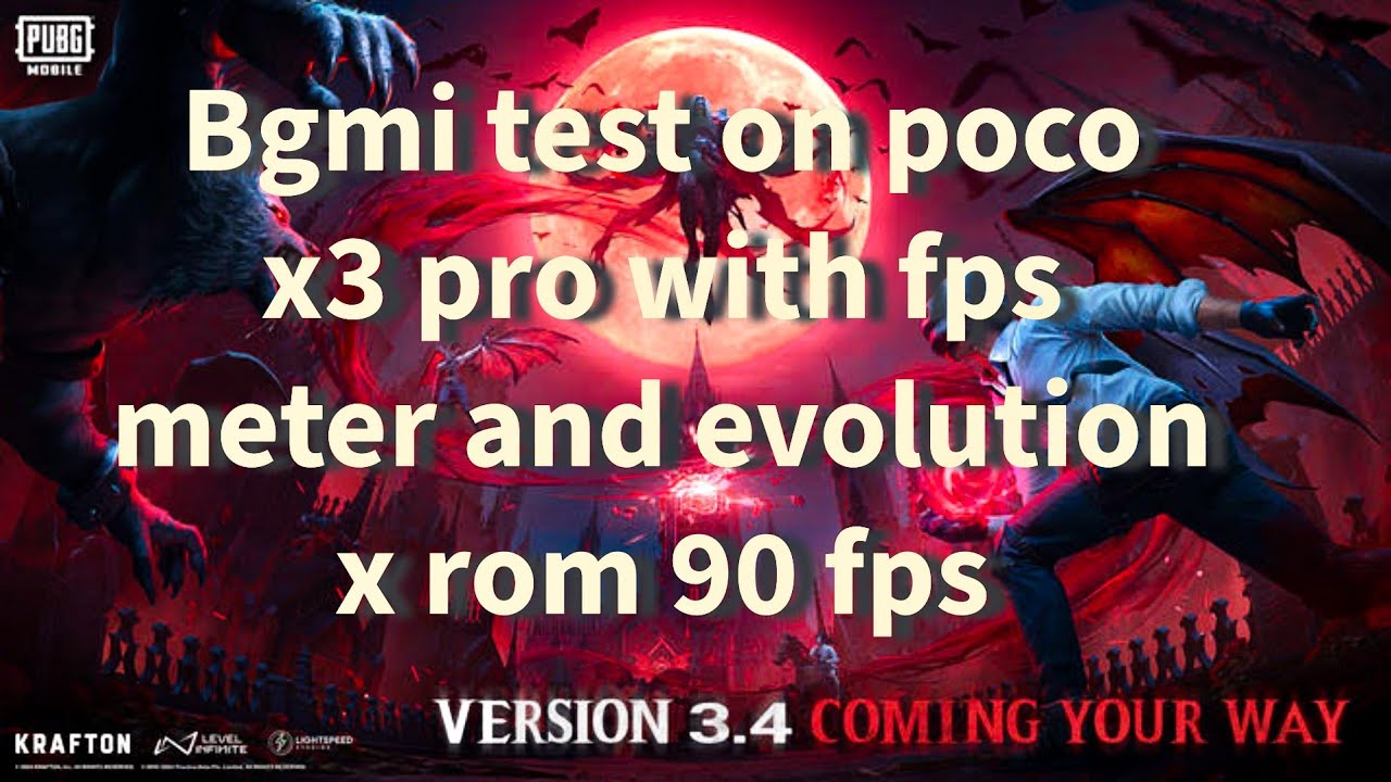 new update3.4  bgmi test on poco x3 pro with evolution x 9.3 room fps meter 90 fps . 2024  test