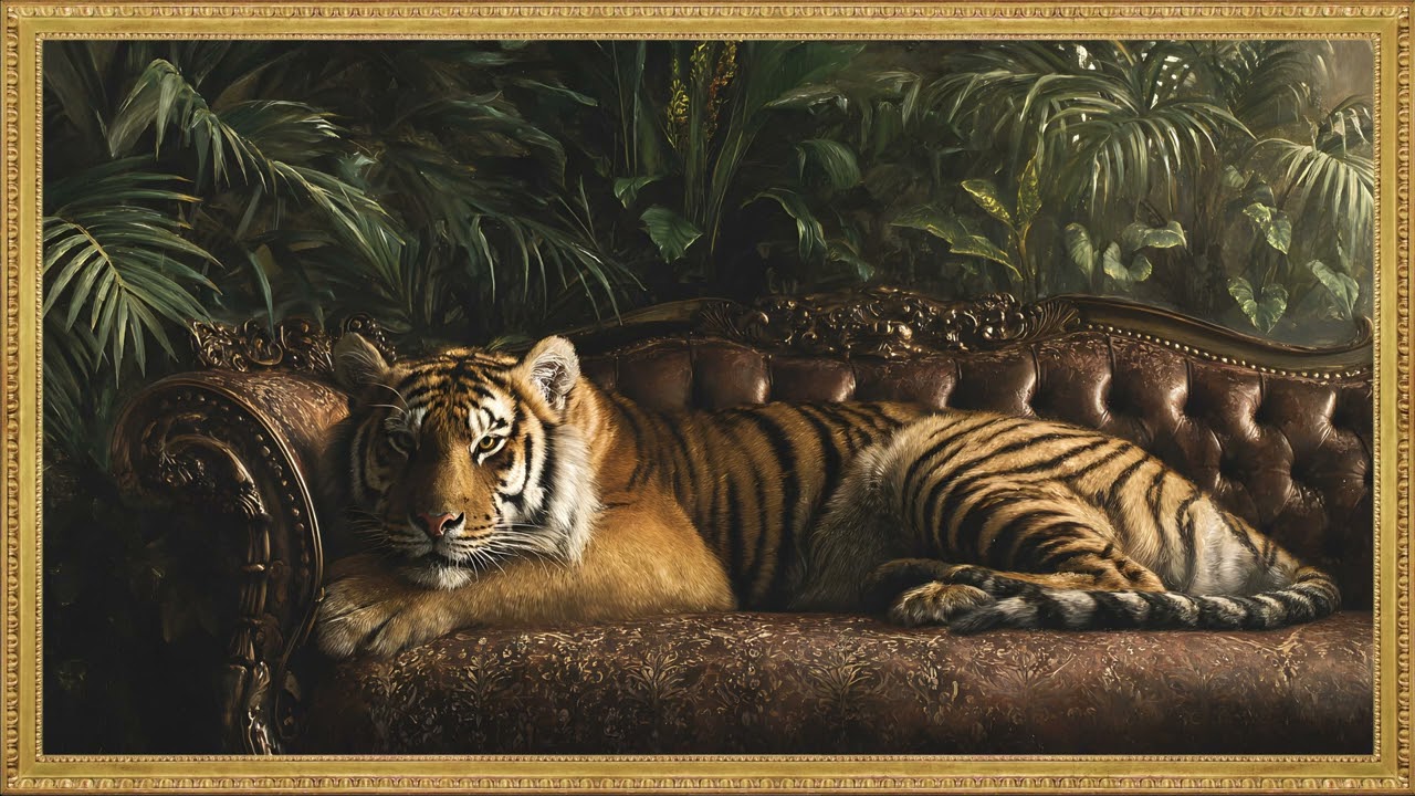 Tiger in Luxury Room | Frame TV Art | Digital art for tv screensaver | NO music (3h)