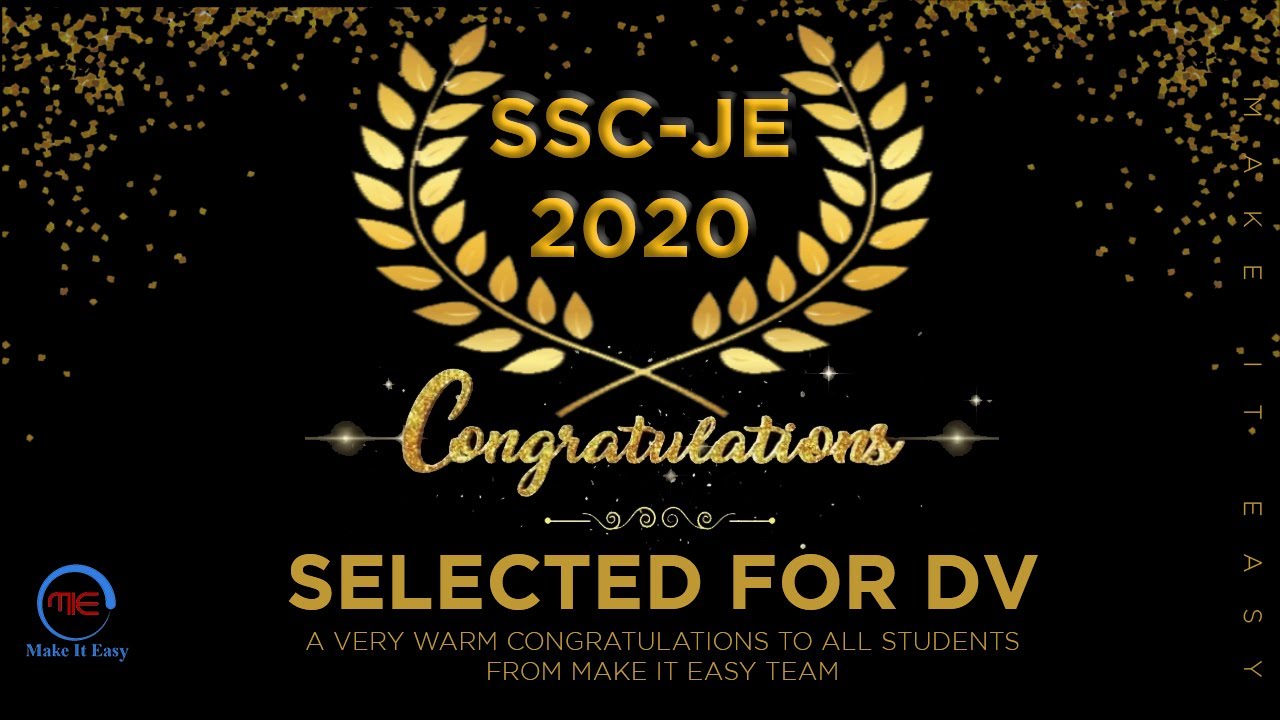 SSC JE 2020 -21 finally call for DV , Congratulations to our champ