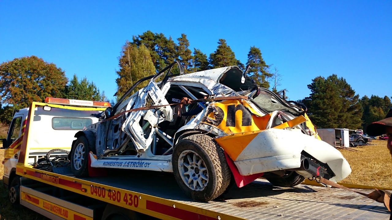 Tomi Hallia's Massive Crash // SM Rallisprint Hausj&auml;rvi 2014