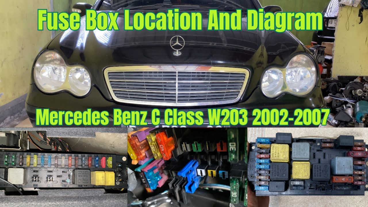 Расположение и схема блока предохранителей Mercedes Benz C-класса W203 2002-2007