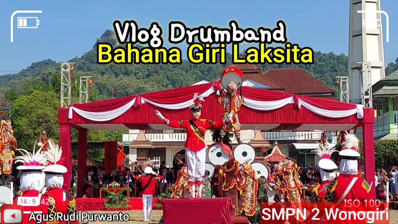 Aksi Drumband SMPN 2 Wonogiri Iringi Puncak Acara HUT Wonogiri ke-282