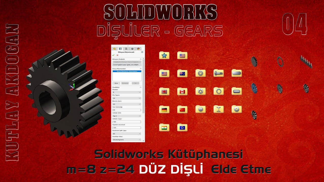Solidworks Dişliler-4 - Gears - SolidWorks Kütüphanesinden ( Toolbox ) Dişli Oluşturma