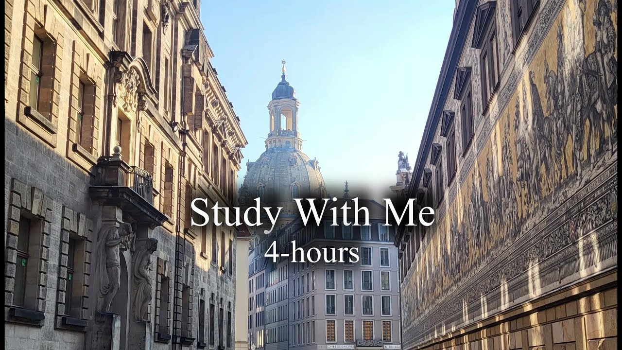 4-HOUR STUDY WITH ME 🌧️Rain Sounds | Breaks in Dresden | Pomodoro 50/10