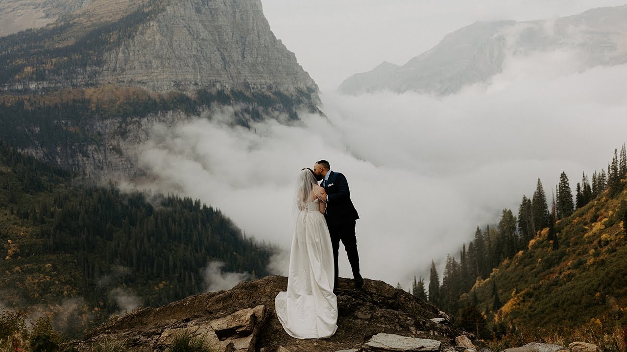 Gorgeous Fall Wedding in Glacier National Park | Private Vows at Belton Bridge