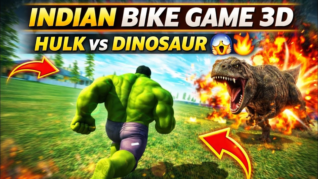 🔥 Indian Bike Game 3D | Hulk vs Dinosaur Shocking Fight 😱💥 🔥