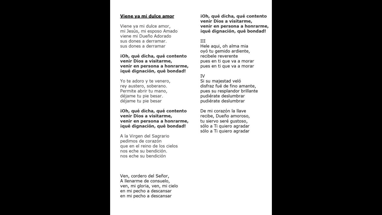 VIENE YA MI DULCE AMOR MI JESÚS MI BIEN AMADO