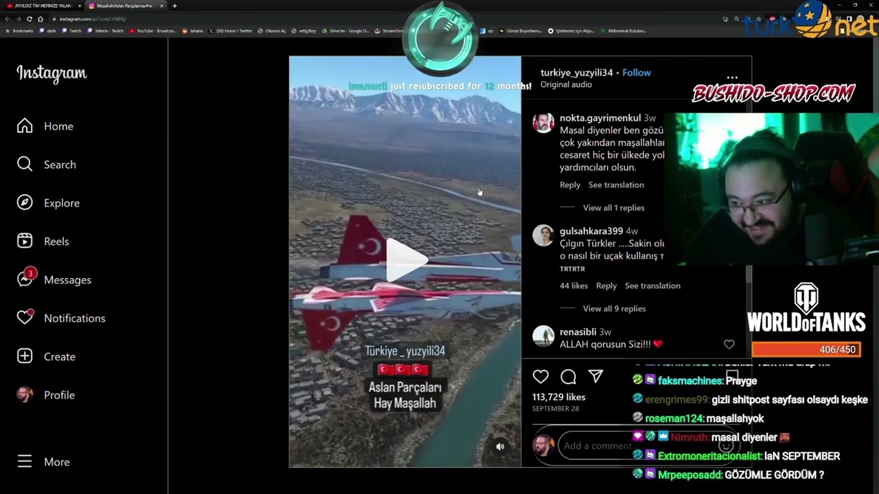 Jahrein çalınan War Thunder videomuzu izliyor
