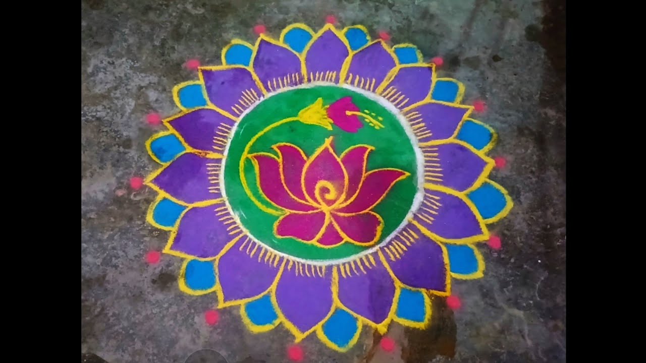 Simple daily lotus kolam , small rangoli design , medium muggula design 