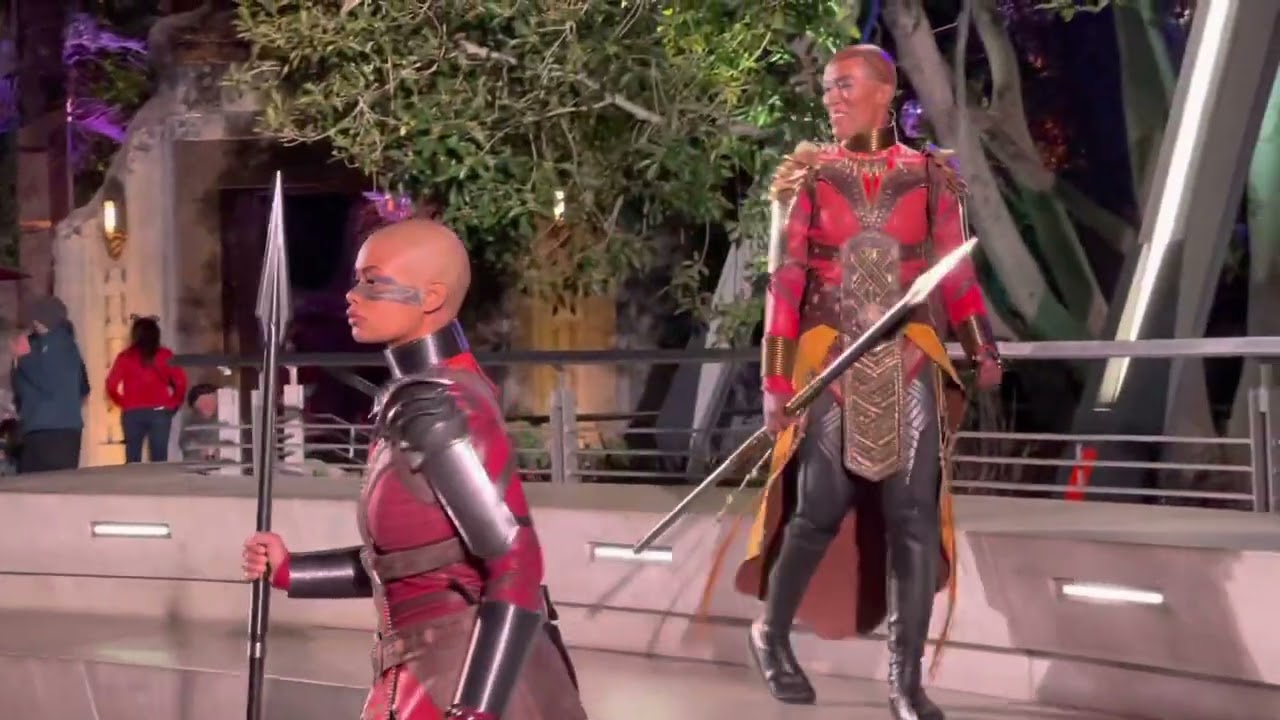 Dora Milaje with Okoye at Avengers Campus in Disney California Adventures