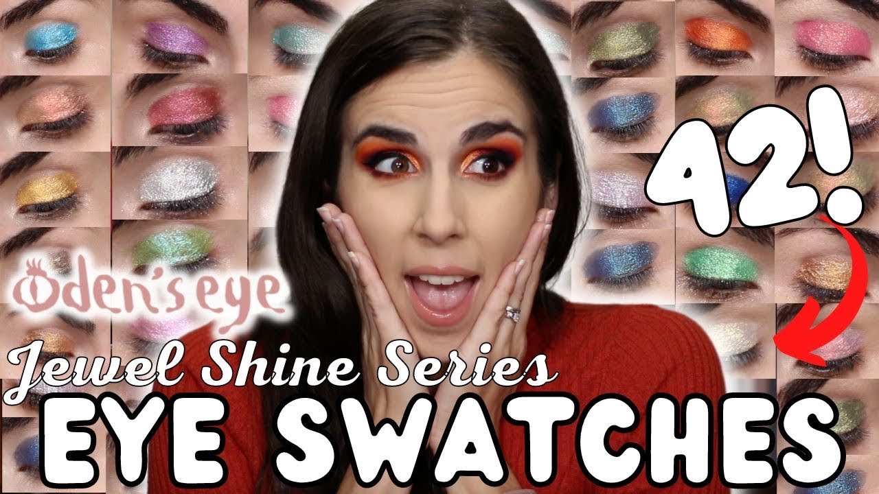 SWATCHING 42 EYESHADOWS ON MY EYES! 😫 Oden's Eye Jewel Shine Series Collection