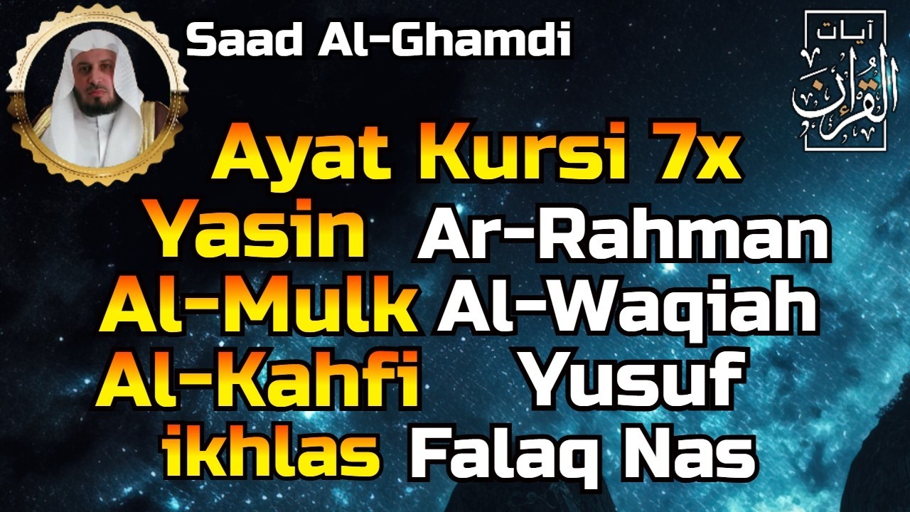 Ayat Kursi 7x,Surah Yasin, Ar Rahman, Al Waqiah, Al Mulk,Al Kahfi,Yusuf, Fatihah,Falaq,Ikhlas,An Nas