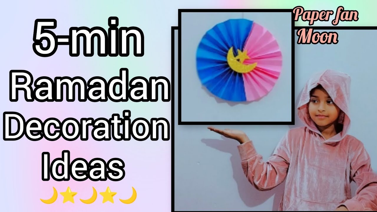 DIY Ramadan Decor Ideas for Kids | 5-Minute Paper Fan Moon & Star Craft by Reem 🌙✨ #littleblessings 