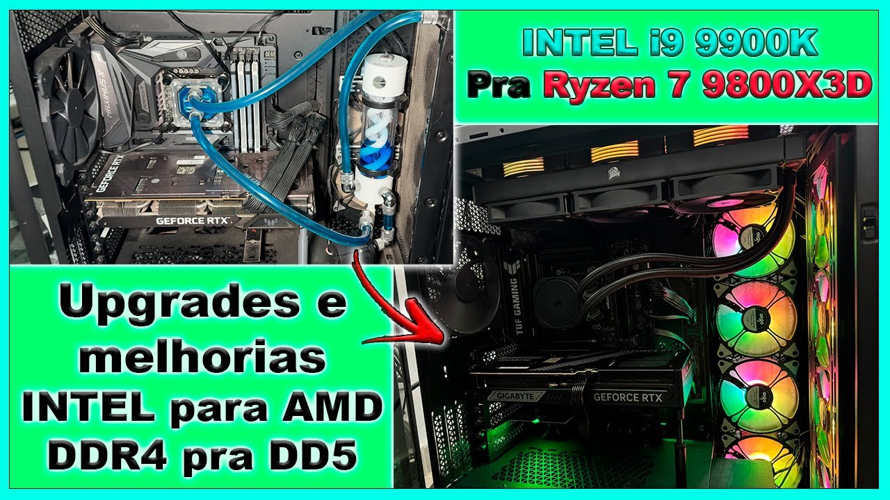 Comparativo do PC antigo Intel i9 9900K para o novo upgrade AMD am5 Ryzen 7 9800X3D NOVO!!!!