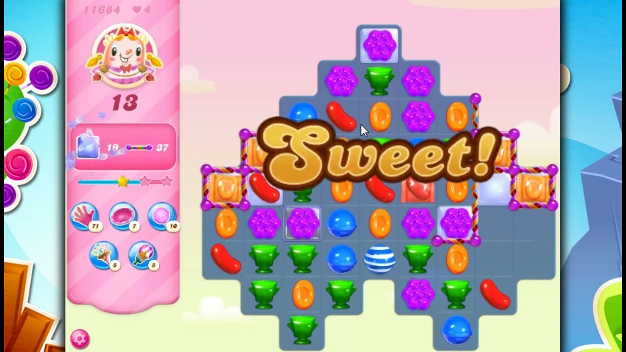 Candy Crush Saga Level 11684 - 2 Stars, 20 Moves Completed