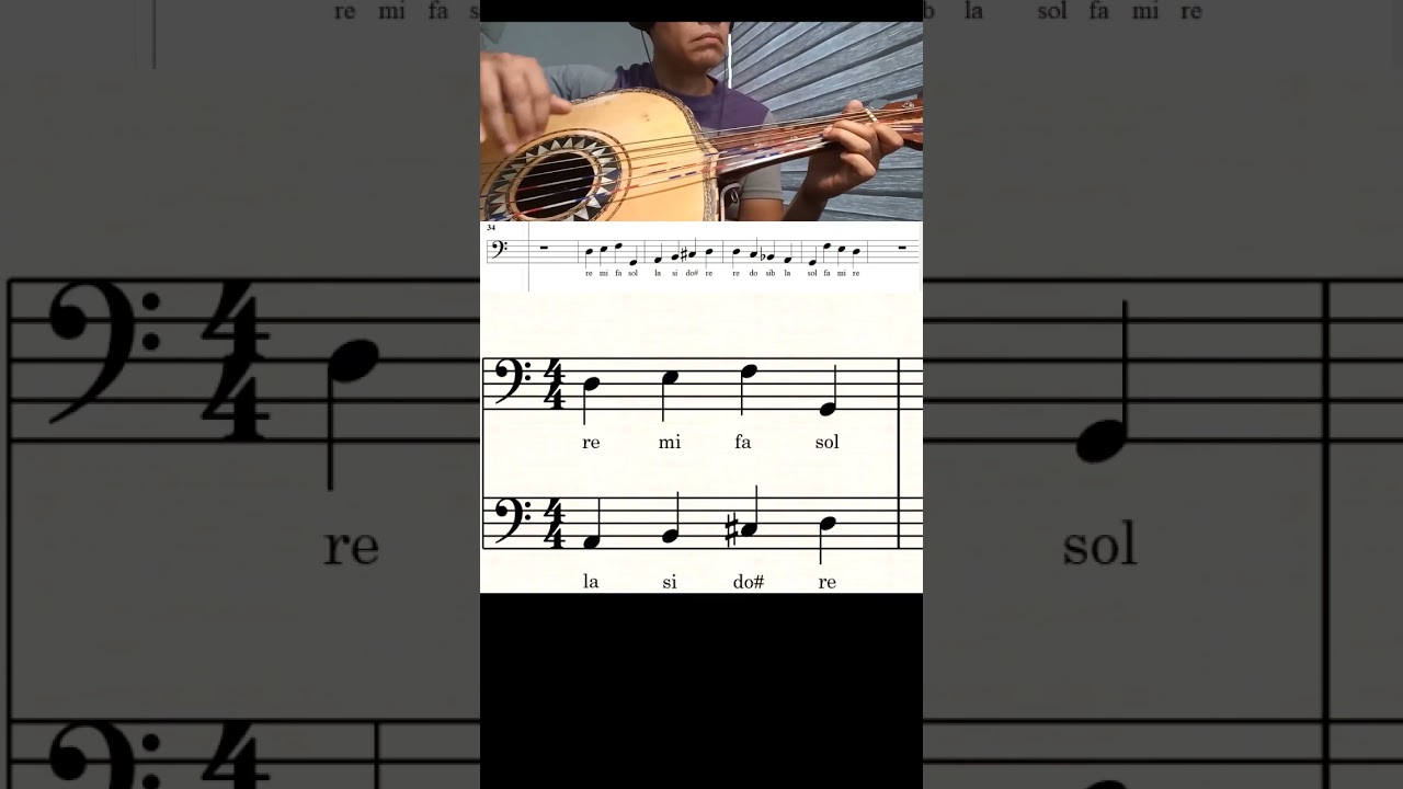 Escala Re mayor y menor #musica #guitarron #tutorial