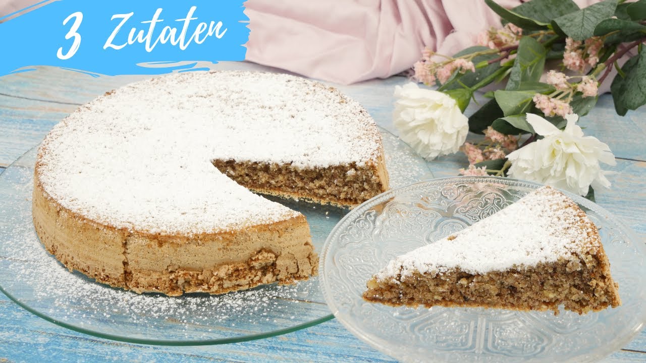 3 Zutaten Kuchen OHNE Mehl | Notfallkuchen | Schnellen Nusskuchen backen
