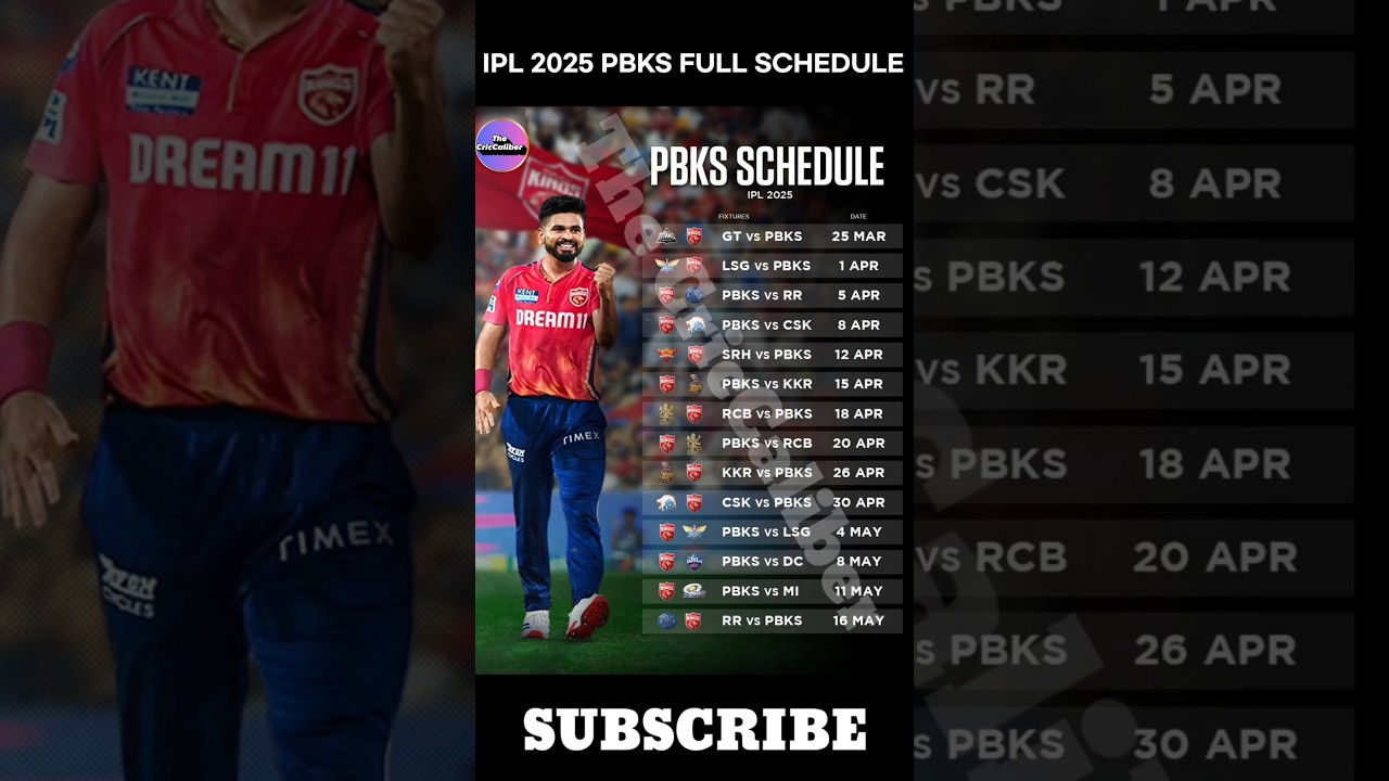 KXIP FULL SCHEDULE IPL 2025 #shorts